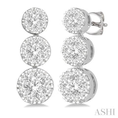 3/4 Ctw Hanging Triple Mount Lovebright Round Cut Diamond Earring in 14K White Gold 3/4 Ctw Hanging Triple Mount Lovebright Round Cut Diamond Earring in 14K White Gold
