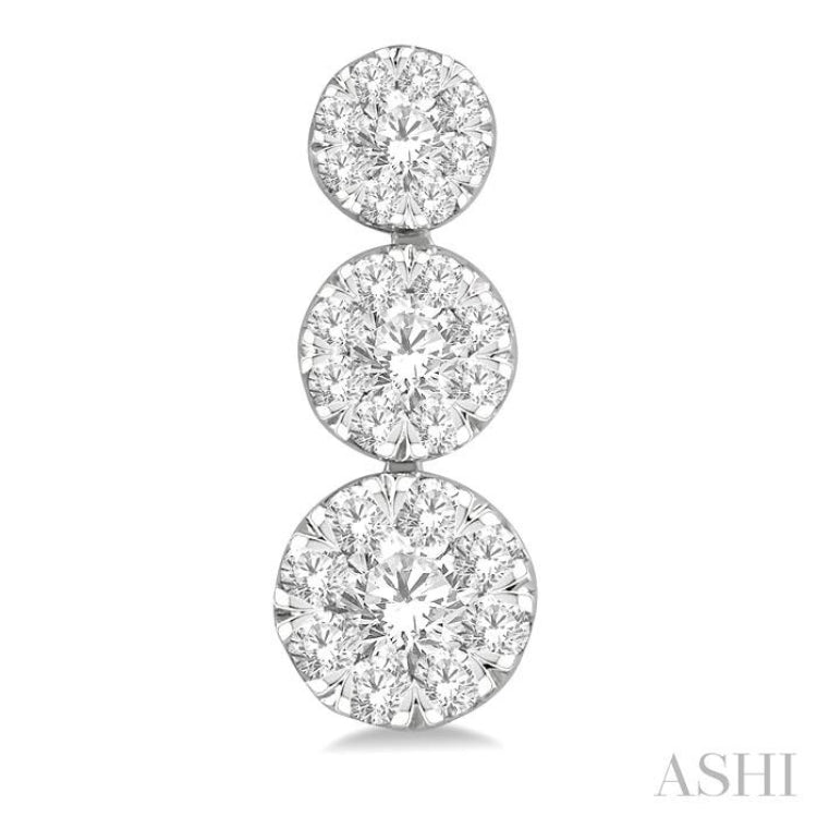 3/4 Ctw Hanging Triple Mount Lovebright Round Cut Diamond Earring in 14K White Gold 3/4 Ctw Hanging Triple Mount Lovebright Round Cut Diamond Earring in 14K White Gold