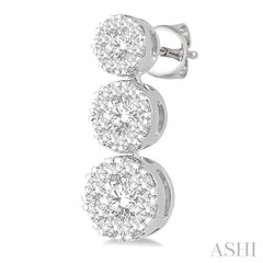 3/4 Ctw Hanging Triple Mount Lovebright Round Cut Diamond Earring in 14K White Gold 3/4 Ctw Hanging Triple Mount Lovebright Round Cut Diamond Earring in 14K White Gold