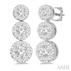 3/4 Ctw Hanging Triple Mount Lovebright Round Cut Diamond Earring in 14K White Gold 3/4 Ctw Hanging Triple Mount Lovebright Round Cut Diamond Earring in 14K White Gold