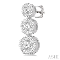 3/4 Ctw Hanging Triple Mount Lovebright Round Cut Diamond Earring in 14K White Gold 3/4 Ctw Hanging Triple Mount Lovebright Round Cut Diamond Earring in 14K White Gold