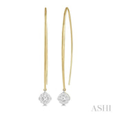 1/3 Ctw Cushion Shape Lovebright Round Cut Diamond Earrings in 14K Yellow & White Gold