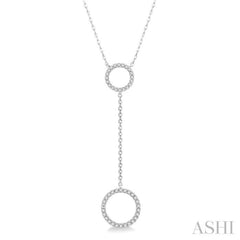 1/6 Ctw Twin Circle Round Cut Diamond 'Y' Necklace in 10K White Gold 1/6 Ctw Twin Circle Round Cut Diamond 'Y' Necklace in 10K White Gold