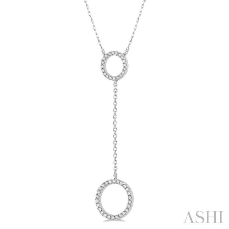 1/6 Ctw Twin Circle Round Cut Diamond 'Y' Necklace in 10K White Gold 1/6 Ctw Twin Circle Round Cut Diamond 'Y' Necklace in 10K White Gold