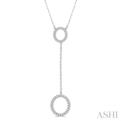1/6 Ctw Twin Circle Round Cut Diamond 'Y' Necklace in 10K White Gold 1/6 Ctw Twin Circle Round Cut Diamond 'Y' Necklace in 10K White Gold