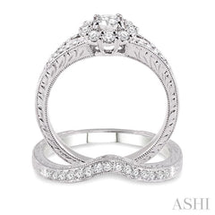 3/4 Ctw Diamond Wedding Set with 5/8 Ctw Round Cut Engagement Ring and 1/6 Ctw Wedding Band in 14K White Gold 3/4 Ctw Diamond Wedding Set with 5/8 Ctw Round Cut Engagement Ring and 1/6 Ctw Wedding Band in 14K White Gold