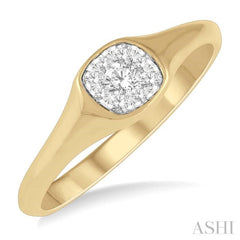 1/4 Ctw Cushion Shape Lovebright Diamond Ring in 14K Yellow and White Gold 1/4 Ctw Cushion Shape Lovebright Diamond Ring in 14K Yellow and White Gold