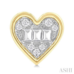 1/5 Ctw Petite Bezel Set Heart Shape Fusion Baguette and Round Cut Diamond Fashion Stud Earring in 10K Yellow Gold 1/5 Ctw Petite Bezel Set Heart Shape Fusion Baguette and Round Cut Diamond Fashion Stud Earring in 10K Yellow Gold