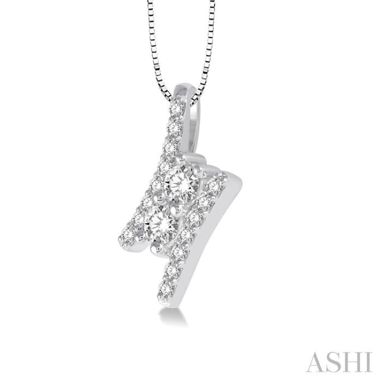 1/4 Ctw Twin Center Parallel Bar Round Cut Diamond 2Stone Pendant With Link Chain in 14K White Gold 1/4 Ctw Twin Center Parallel Bar Round Cut Diamond 2Stone Pendant With Link Chain in 14K White Gold