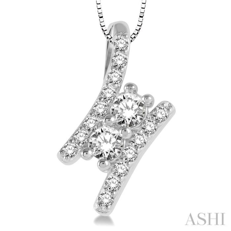 1/4 Ctw Twin Center Parallel Bar Round Cut Diamond 2Stone Pendant With Link Chain in 14K White Gold 1/4 Ctw Twin Center Parallel Bar Round Cut Diamond 2Stone Pendant With Link Chain in 14K White Gold
