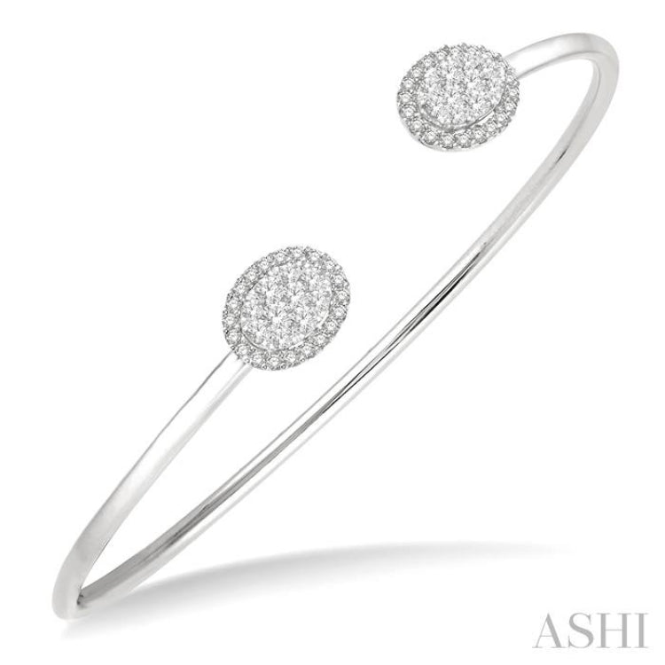 5/8 ctw Oval Shape Lovebright Open Cuff Diamond Bangle in 14K White Gold 5/8 ctw Oval Shape Lovebright Open Cuff Diamond Bangle in 14K White Gold