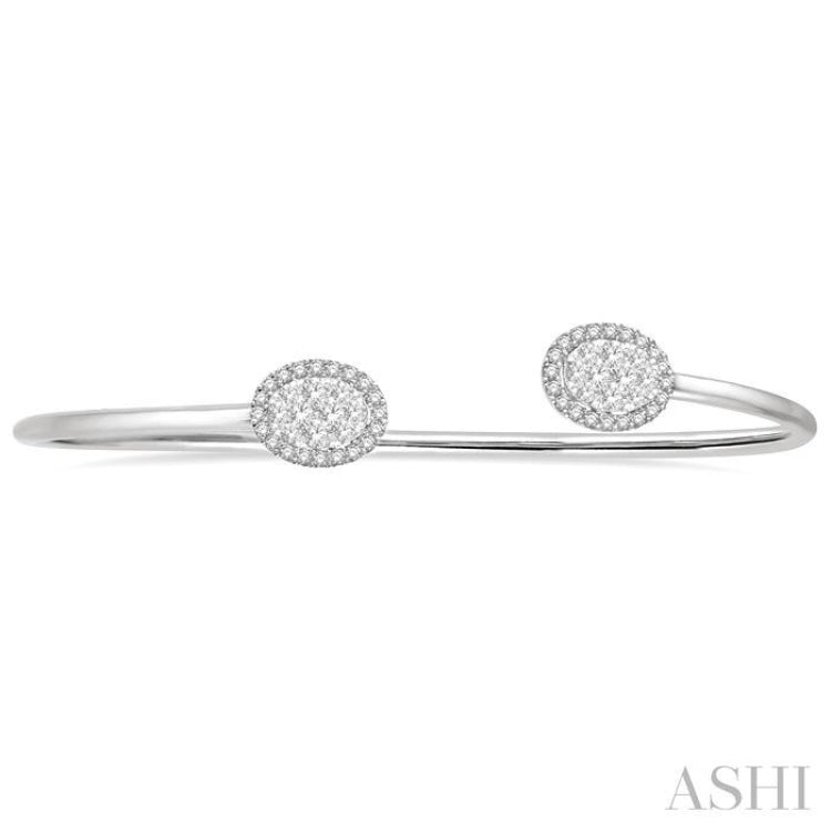 5/8 ctw Oval Shape Lovebright Open Cuff Diamond Bangle in 14K White Gold 5/8 ctw Oval Shape Lovebright Open Cuff Diamond Bangle in 14K White Gold