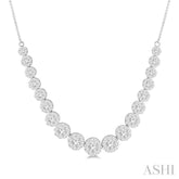 4 1/10 Ctw Round Cut Diamond Lovebright Necklace in 14K White Gold
