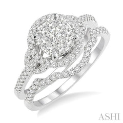 3/4 Ctw Diamond Wedding Set with 5/8 Ctw Lovebright Round Cut Engagement Ring and 1/10 Ctw Wedding Band in 14K White Gold 3/4 Ctw Diamond Wedding Set with 5/8 Ctw Lovebright Round Cut Engagement Ring and 1/10 Ctw Wedding Band in 14K White Gold