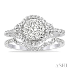 3/4 Ctw Diamond Wedding Set with 5/8 Ctw Lovebright Round Cut Engagement Ring and 1/10 Ctw Wedding Band in 14K White Gold 3/4 Ctw Diamond Wedding Set with 5/8 Ctw Lovebright Round Cut Engagement Ring and 1/10 Ctw Wedding Band in 14K White Gold