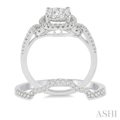 3/4 Ctw Diamond Wedding Set with 5/8 Ctw Lovebright Round Cut Engagement Ring and 1/10 Ctw Wedding Band in 14K White Gold 3/4 Ctw Diamond Wedding Set with 5/8 Ctw Lovebright Round Cut Engagement Ring and 1/10 Ctw Wedding Band in 14K White Gold