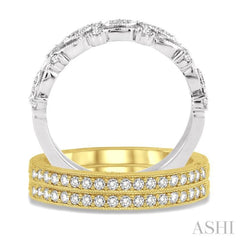 1/2 Ctw Round Cut Diamond Triple Band Set in 14K White and Yellow Gold 1/2 Ctw Round Cut Diamond Triple Band Set in 14K White and Yellow Gold