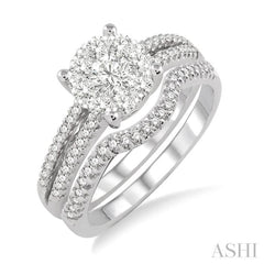 3/4 Ctw Diamond Wedding Set with 3/4 Ctw Round Cut Engagement Ring and 1/10 Ctw Wedding Band in 14K White Gold 3/4 Ctw Diamond Wedding Set with 3/4 Ctw Round Cut Engagement Ring and 1/10 Ctw Wedding Band in 14K White Gold
