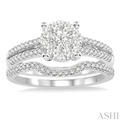3/4 Ctw Diamond Wedding Set with 3/4 Ctw Round Cut Engagement Ring and 1/10 Ctw Wedding Band in 14K White Gold 3/4 Ctw Diamond Wedding Set with 3/4 Ctw Round Cut Engagement Ring and 1/10 Ctw Wedding Band in 14K White Gold