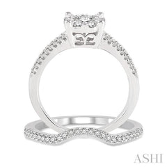 3/4 Ctw Diamond Wedding Set with 3/4 Ctw Round Cut Engagement Ring and 1/10 Ctw Wedding Band in 14K White Gold 3/4 Ctw Diamond Wedding Set with 3/4 Ctw Round Cut Engagement Ring and 1/10 Ctw Wedding Band in 14K White Gold