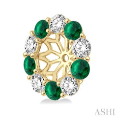 2.3 MM Round Cut Emerald and 1/2 Ctw Round Cut Diamond Precious Earrings Jacket in 14K Yellow Gold 2.3 MM Round Cut Emerald and 1/2 Ctw Round Cut Diamond Precious Earrings Jacket in 14K Yellow Gold