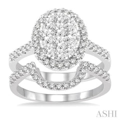 1 1/4 Ctw Oval Shape Diamond Lovebright Wedding Set with 1 Ctw Engagement Ring and 1/4 Ctw Wedding Band in 14K White Gold 1 1/4 Ctw Oval Shape Diamond Lovebright Wedding Set with 1 Ctw Engagement Ring and 1/4 Ctw Wedding Band in 14K White Gold