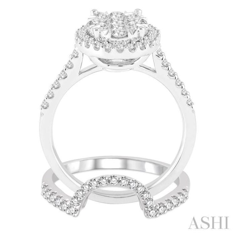 1 1/4 Ctw Oval Shape Diamond Lovebright Wedding Set with 1 Ctw Engagement Ring and 1/4 Ctw Wedding Band in 14K White Gold 1 1/4 Ctw Oval Shape Diamond Lovebright Wedding Set with 1 Ctw Engagement Ring and 1/4 Ctw Wedding Band in 14K White Gold