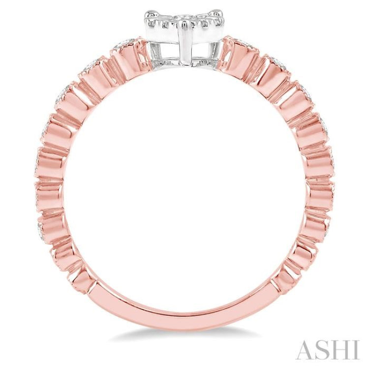 1/3 Ctw Pear Shape Lattice Lovebright Diamond Cluster Ring in 14K Rose and White Gold 1/3 Ctw Pear Shape Lattice Lovebright Diamond Cluster Ring in 14K Rose and White Gold