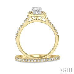 1/2 Ctw Diamond Wedding Set With 3/8 Ctw Princess Cut Engagement Ring in Yellow and White Gold and 1/10 Ctw Wedding Band in 14K Yellow Gold 1/2 Ctw Diamond Wedding Set With 3/8 Ctw Princess Cut Engagement Ring in Yellow and White Gold and 1/10 Ctw Wedding Band in 14K Yellow Gold