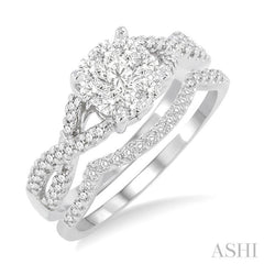 3/4 Ctw Diamond Wedding Set with 5/8 Ctw Lovebright Round Cut Engagement Ring and 1/10 Ctw Wedding Band in 14K White Gold 3/4 Ctw Diamond Wedding Set with 5/8 Ctw Lovebright Round Cut Engagement Ring and 1/10 Ctw Wedding Band in 14K White Gold