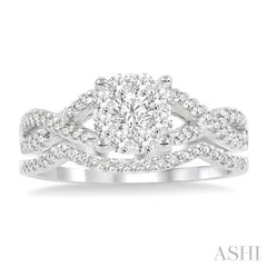 3/4 Ctw Diamond Wedding Set with 5/8 Ctw Lovebright Round Cut Engagement Ring and 1/10 Ctw Wedding Band in 14K White Gold 3/4 Ctw Diamond Wedding Set with 5/8 Ctw Lovebright Round Cut Engagement Ring and 1/10 Ctw Wedding Band in 14K White Gold