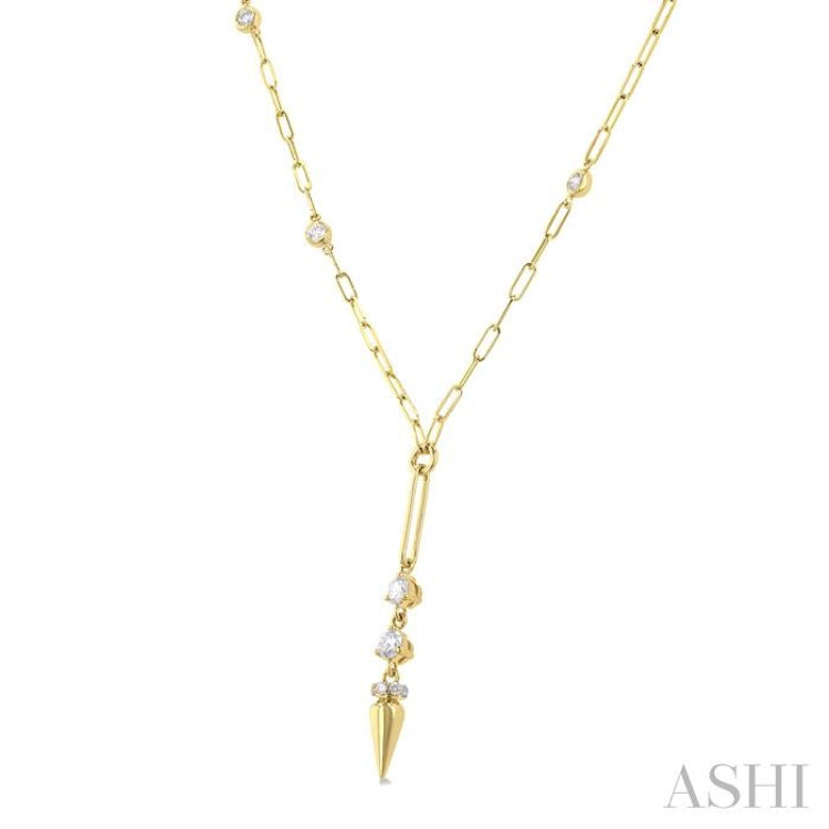 1/2 Ctw Paperclip Bezel Set Round Cut Diamond Station Necklace in 14K Yellow Gold 1/2 Ctw Paperclip Bezel Set Round Cut Diamond Station Necklace in 14K Yellow Gold