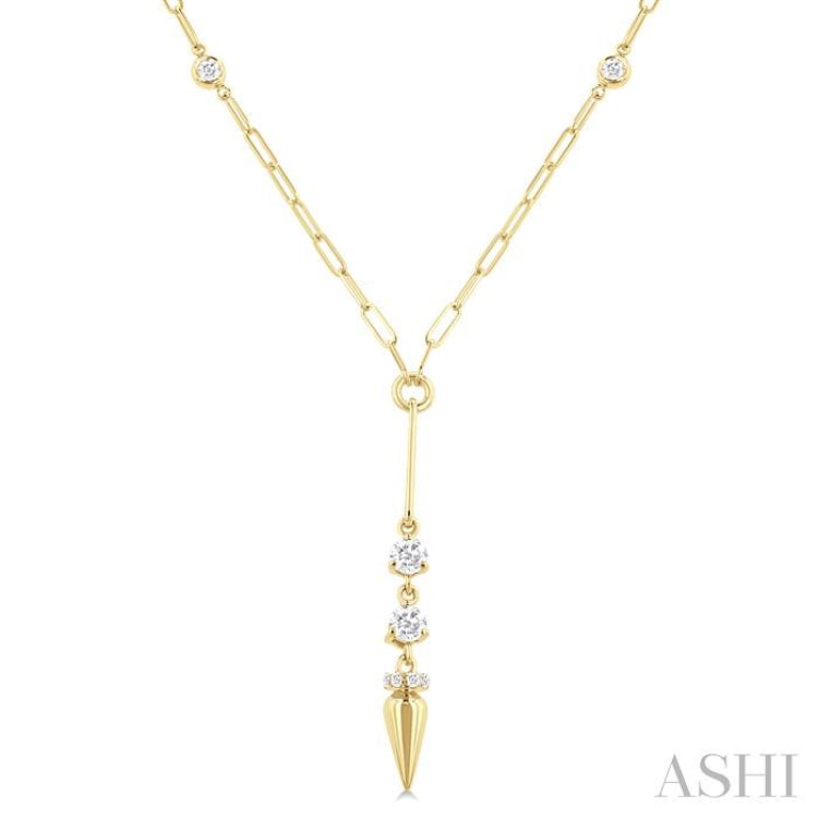 1/2 Ctw Paperclip Bezel Set Round Cut Diamond Station Necklace in 14K Yellow Gold 1/2 Ctw Paperclip Bezel Set Round Cut Diamond Station Necklace in 14K Yellow Gold