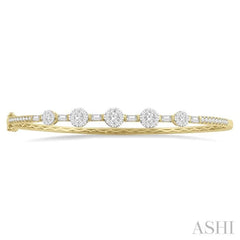1 1/10 Ctw Lovebright Circular Mounts Baguette & Round Cut Diamond Bangle in 14K Yellow and White Gold 1 1/10 Ctw Lovebright Circular Mounts Baguette & Round Cut Diamond Bangle in 14K Yellow and White Gold
