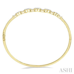 1 1/10 Ctw Lovebright Circular Mounts Baguette & Round Cut Diamond Bangle in 14K Yellow and White Gold 1 1/10 Ctw Lovebright Circular Mounts Baguette & Round Cut Diamond Bangle in 14K Yellow and White Gold
