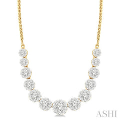 2 Ctw Round Cut Diamond Lovebright Necklace in 14K Yellow and White Gold 2 Ctw Round Cut Diamond Lovebright Necklace in 14K Yellow and White Gold