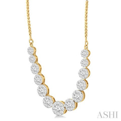 2 Ctw Round Cut Diamond Lovebright Necklace in 14K Yellow and White Gold 2 Ctw Round Cut Diamond Lovebright Necklace in 14K Yellow and White Gold