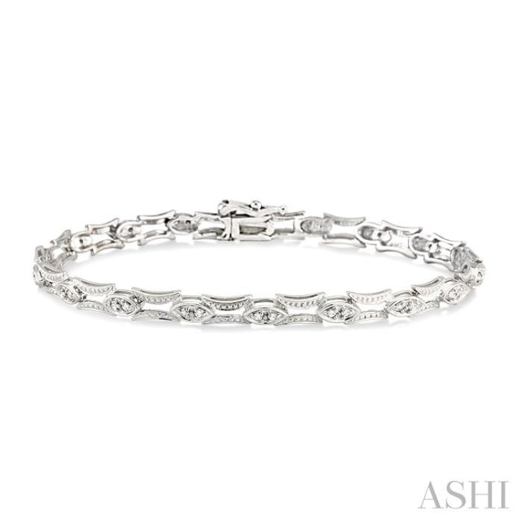 1/3 Ctw Marquise Shape Single Cut Diamond Link Bracelet in 14K White Gold 1/3 Ctw Marquise Shape Single Cut Diamond Link Bracelet in 14K White Gold