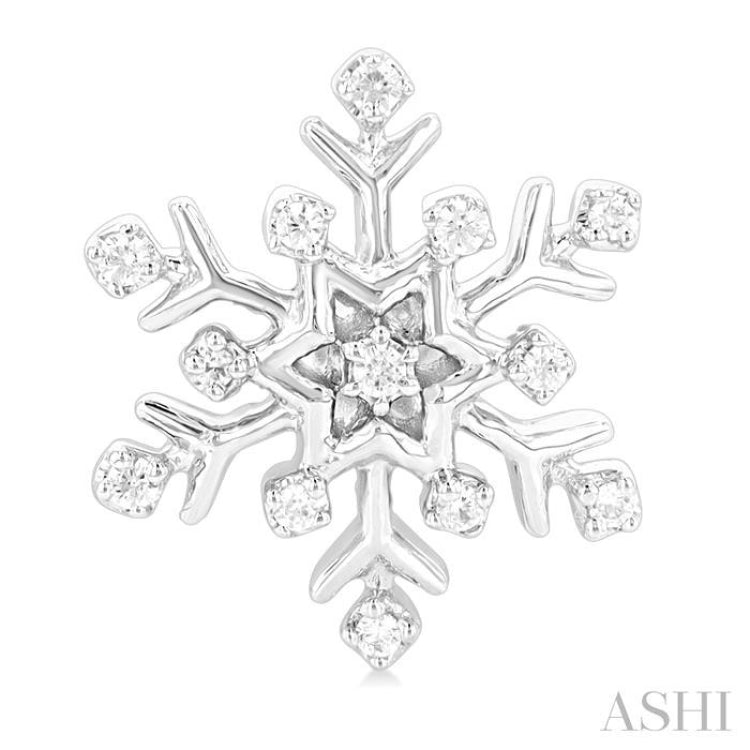1/10 Ctw Petite Snowflake Round Cut Diamond Fashion Stud Earring in 10K White Gold 1/10 Ctw Petite Snowflake Round Cut Diamond Fashion Stud Earring in 10K White Gold