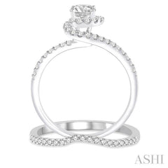 3/4 Ctw Diamond Wedding Set with 1/2 Ctw Round Cut Engagement Ring and 1/6 Ctw Wedding Band in 14K White Gold 3/4 Ctw Diamond Wedding Set with 1/2 Ctw Round Cut Engagement Ring and 1/6 Ctw Wedding Band in 14K White Gold