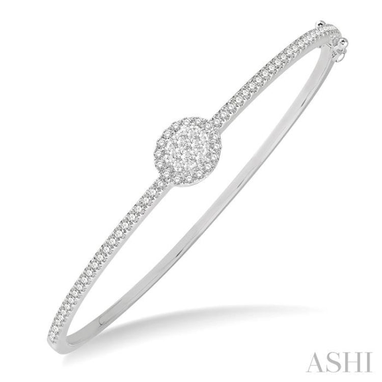 1 Ctw Oval Shape Round Cut Diamond Lovebright Stackable Bangle in 14K White Gold 1 Ctw Oval Shape Round Cut Diamond Lovebright Stackable Bangle in 14K White Gold