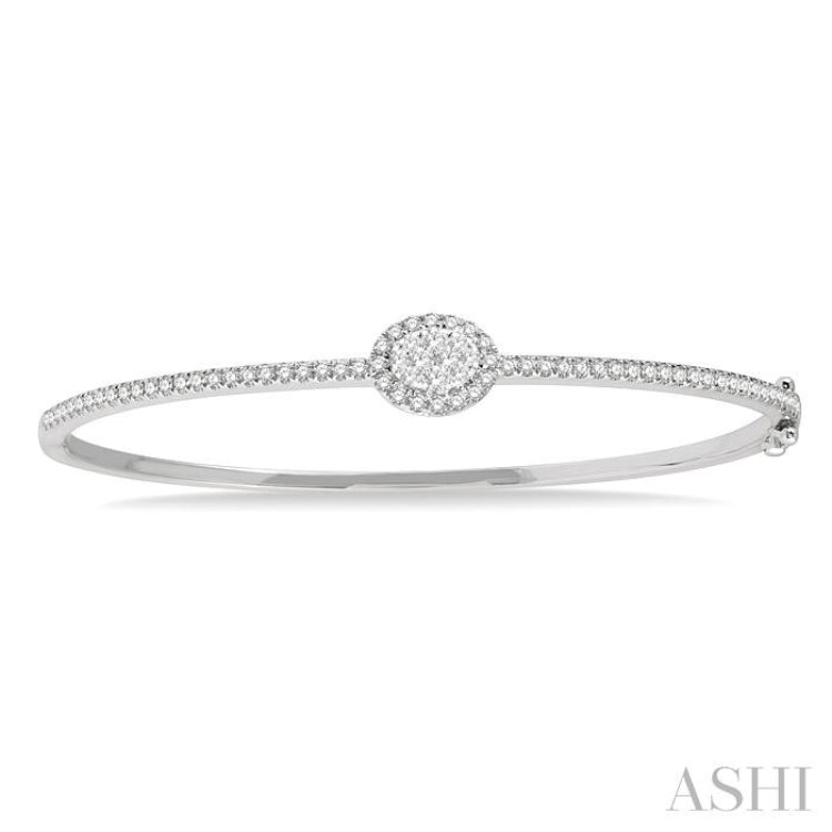 1 Ctw Oval Shape Round Cut Diamond Lovebright Stackable Bangle in 14K White Gold 1 Ctw Oval Shape Round Cut Diamond Lovebright Stackable Bangle in 14K White Gold