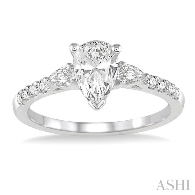 3/8 Ctw Pear & Round Cut Diamond Semi-Mount Engagement Ring in 14K White Gold 3/8 Ctw Pear & Round Cut Diamond Semi-Mount Engagement Ring in 14K White Gold