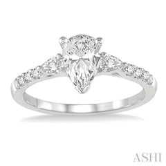 3/8 Ctw Pear & Round Cut Diamond Semi-Mount Engagement Ring in 14K White Gold 3/8 Ctw Pear & Round Cut Diamond Semi-Mount Engagement Ring in 14K White Gold