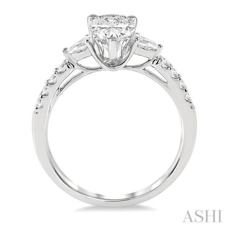 3/8 Ctw Pear & Round Cut Diamond Semi-Mount Engagement Ring in 14K White Gold 3/8 Ctw Pear & Round Cut Diamond Semi-Mount Engagement Ring in 14K White Gold