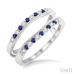 1.45 MM Sapphire and 1/6 Ctw Round Cut Diamond Precious Insert Ring in 14K White Gold 1.45 MM Sapphire and 1/6 Ctw Round Cut Diamond Precious Insert Ring in 14K White Gold