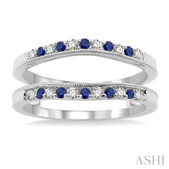 1.45 MM Sapphire and 1/6 Ctw Round Cut Diamond Precious Insert Ring in 14K White Gold 1.45 MM Sapphire and 1/6 Ctw Round Cut Diamond Precious Insert Ring in 14K White Gold