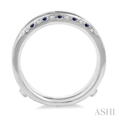 1.45 MM Sapphire and 1/6 Ctw Round Cut Diamond Precious Insert Ring in 14K White Gold 1.45 MM Sapphire and 1/6 Ctw Round Cut Diamond Precious Insert Ring in 14K White Gold