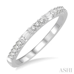 1/4 Ctw Baguette and Round Cut Diamond Stack Band in 14K White Gold 1/4 Ctw Baguette and Round Cut Diamond Stack Band in 14K White Gold