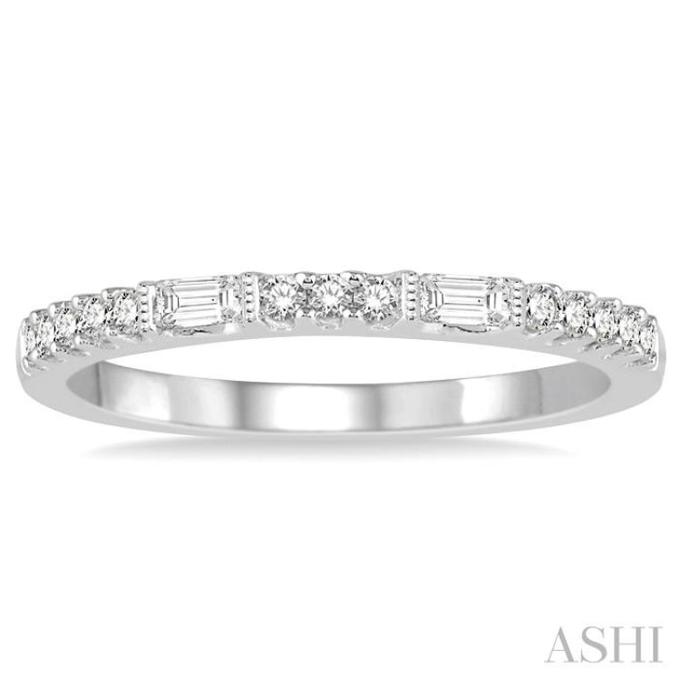 1/4 Ctw Baguette and Round Cut Diamond Stack Band in 14K White Gold 1/4 Ctw Baguette and Round Cut Diamond Stack Band in 14K White Gold